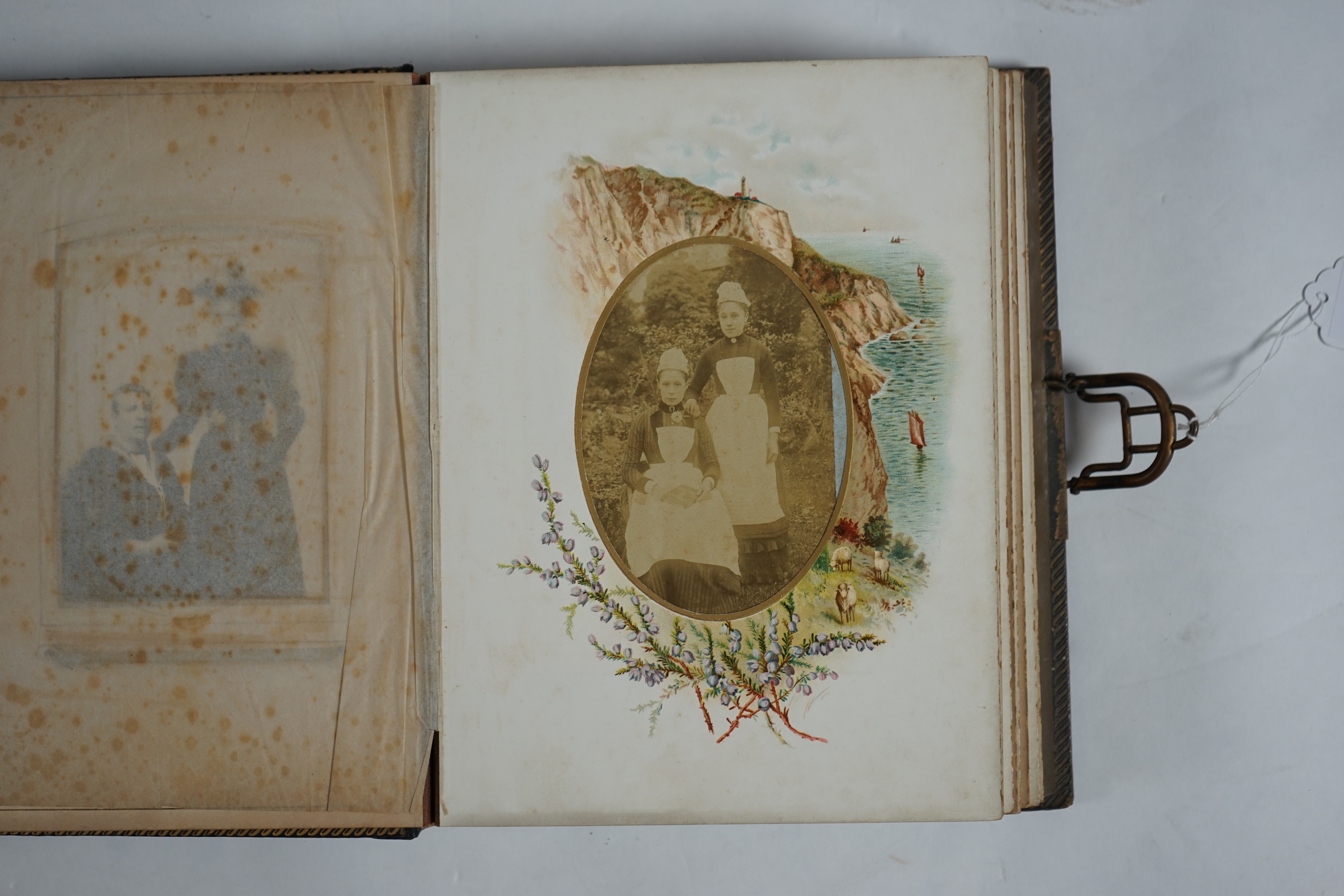 A late 19th century musical embossed leather photograph album 'The Seaside Album' by J.C.M Co. Ltd